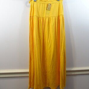 Vintage Heather Gray Yellow Skirt Size XS Made in USA Elastic Waist Tiered NOS